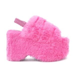 Fuzzy Pink Platform Sandals